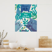 Blauwe katten en takken Beste kat moeder Poster (Keuken)