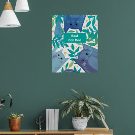 Blauwe katten en takken Beste kattevader Poster