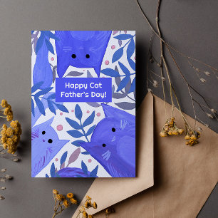 Blauwe katten en takken Gelukkige vaderdag Holi Feestdagenkaart