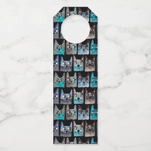 Blauwe katten flessenhanger (Voorkant)