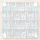 Blauwe katten glazen onderzetter (Achterkant)