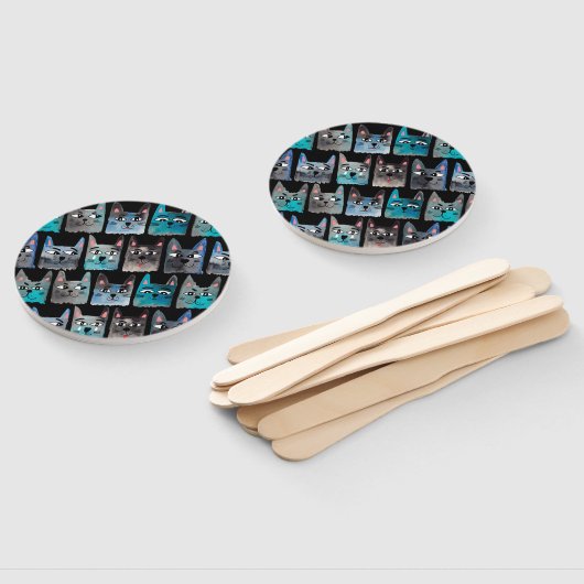 Blauwe katten handwaaier (Niet-gemonteerd)