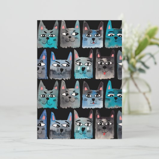 Blauwe katten kaart (Staand voorkant)