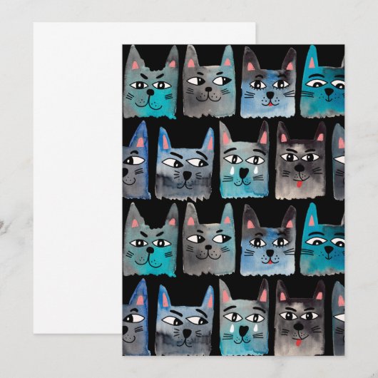 Blauwe katten kaart (Voorkant / Achterkant)