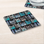 Blauwe katten kartonnen onderzetters (Schuin)