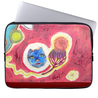 blauwe katten laptop sleeve