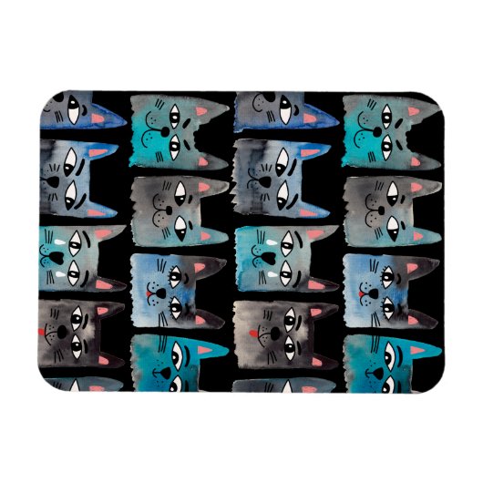 Blauwe katten magneet (Horizontaal)