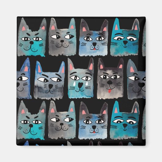 Blauwe katten magneet (Voorkant)