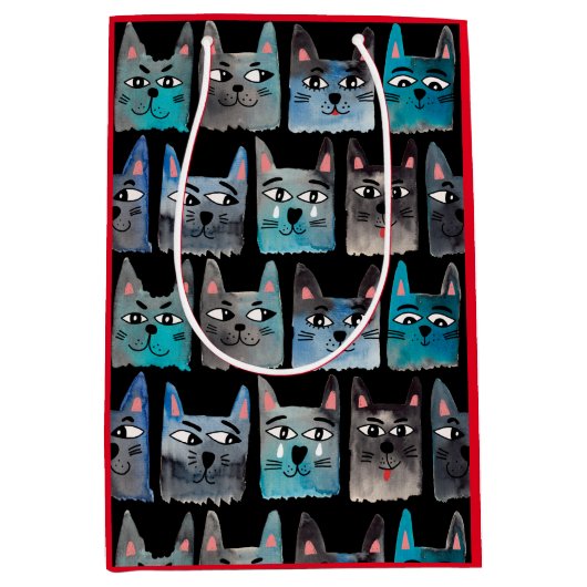 Blauwe katten medium cadeauzakje (Voorkant)