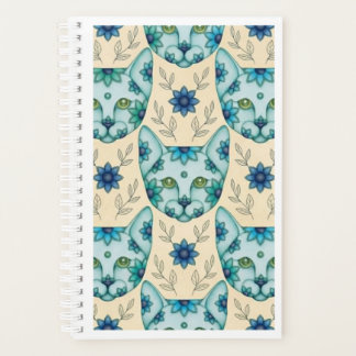 BLAUWE KATTEN MET BLOEMEN PLANNER