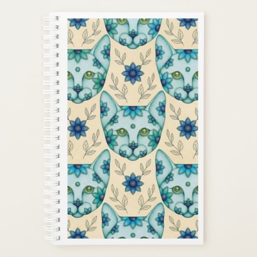 BLAUWE KATTEN MET BLOEMEN PLANNER (Voorkant)
