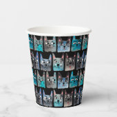 Blauwe katten papieren bekers (Achterkant)