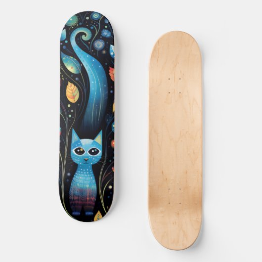 Blauwe katten persoonlijk skateboard (Voorkant)