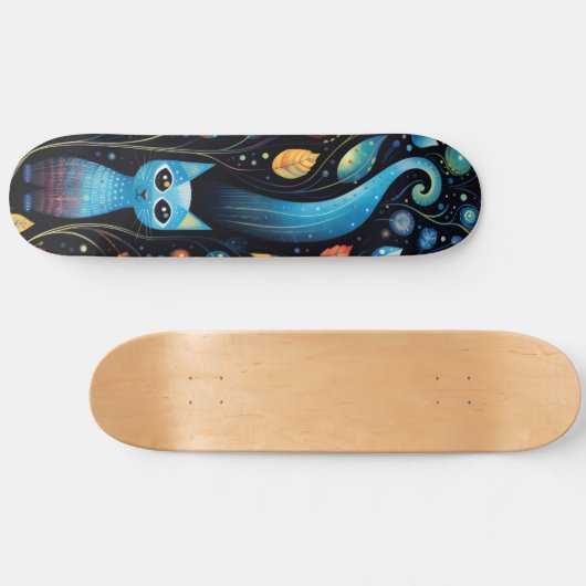 Blauwe katten persoonlijk skateboard (Horizontaal)
