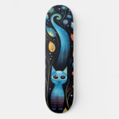 Blauwe katten persoonlijk skateboard (Voorkant)