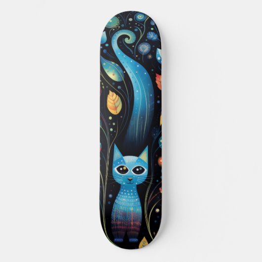 Blauwe katten persoonlijk skateboard (Voorkant)