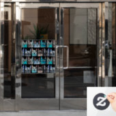 Blauwe katten raamsticker (Kantoordeur)