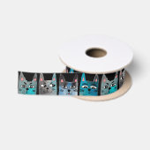 Blauwe katten satijnen lint (Spoel)