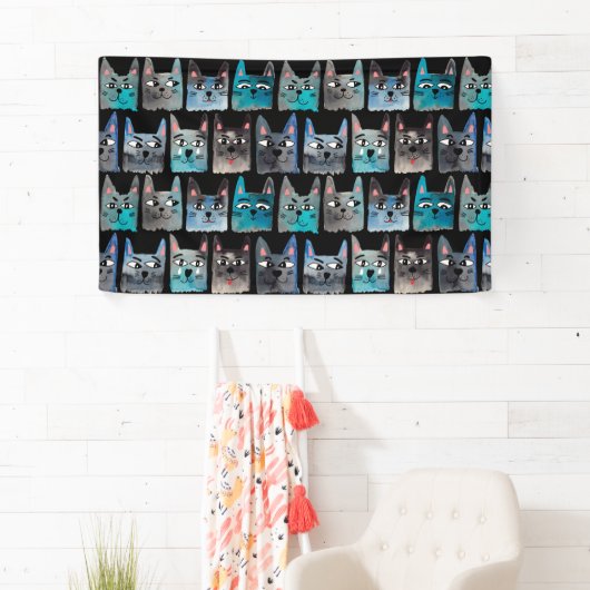 Blauwe katten spandoek (Insitu)