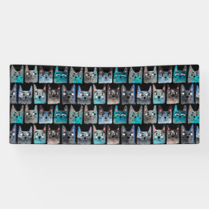 Blauwe katten spandoek