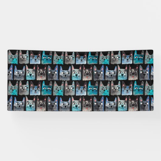 Blauwe katten spandoek (Horizontaal)