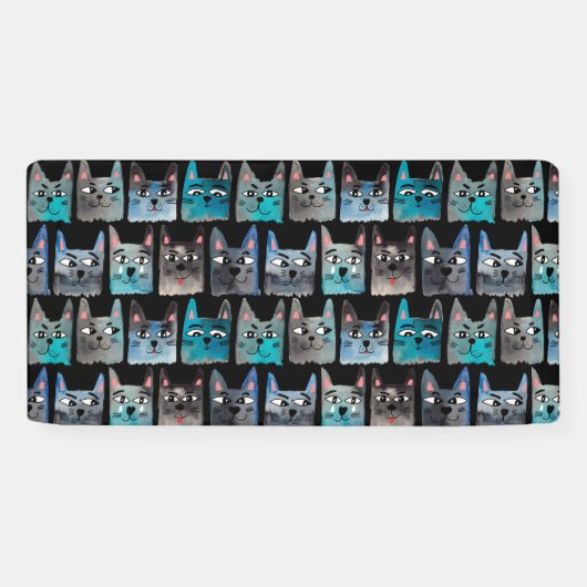 Blauwe katten spandoek (Horizontaal)