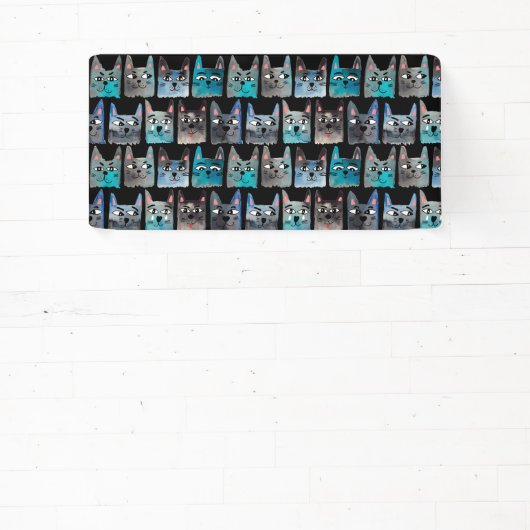 Blauwe katten spandoek (Insitu)