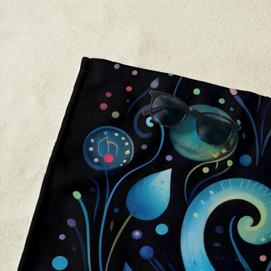 Blauwe katten strandlaken (In situ)