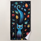 Blauwe katten strandlaken (Voorkant)