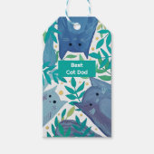 Blauwe katten & takken Beste kattenvader Cadeaulabel (Voorkant)