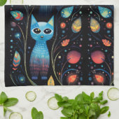 Blauwe katten theedoek (Gevouwen)