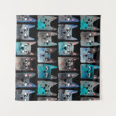 Blauwe katten wandkleed (Voorkant (horizontaal))