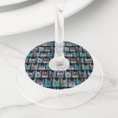 Blauwe katten wijnglaslabel (Dichtbij)