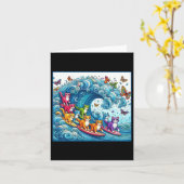 Blauwe katten zwaaien voor Kamala Funny Cat Lady Kaart (Gele Bloem)