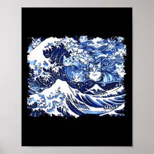 Blauwe katten zwaaien voor Kamala Funny Cat Lady Poster