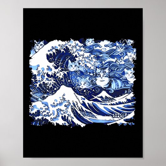 Blauwe katten zwaaien voor Kamala Funny Cat Lady Poster (Voorkant)