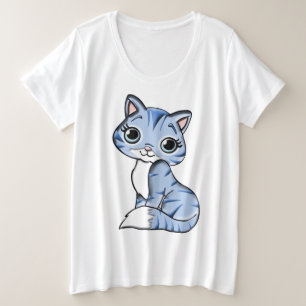 Blauwe kattenstaart grote maat t-shirt