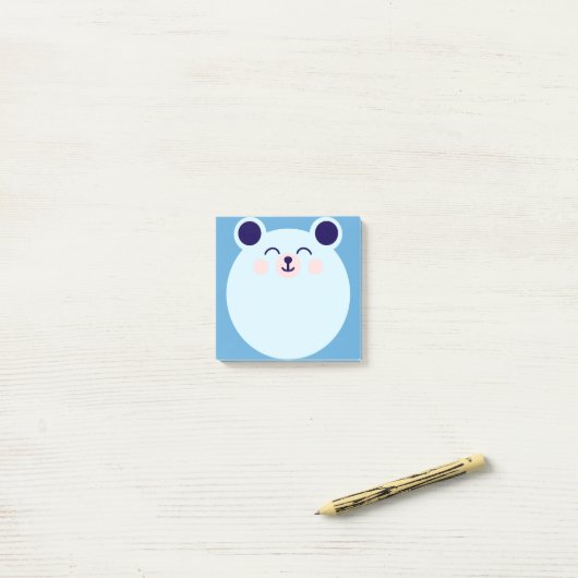 blauwe kawaii beer post-it® notes (Op bureau)