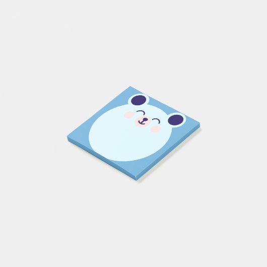 blauwe kawaii beer post-it® notes (Schuin)