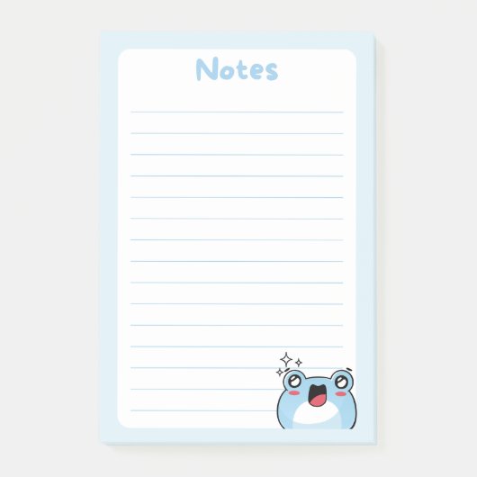 Blauwe Kawaii Chibi kikker met sprankelende ogen g Post-it® Notes (Voorkant)