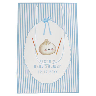 Blauwe Kawaii Jongensboog Aziatische Dumpling Baby Medium Cadeauzakje