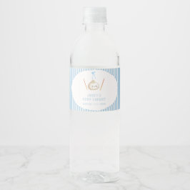 Blauwe Kawaii Jongensboog Aziatische Dumpling Baby Waterfles Etiket