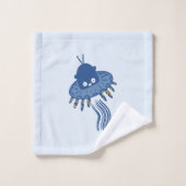 Blauwe Kawaii octopus ufo Bad Handdoek (Wasdoekje)