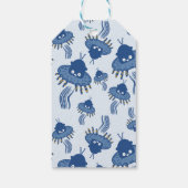 Blauwe Kawaii octopus ufo Cadeaulabel (Achterkant)