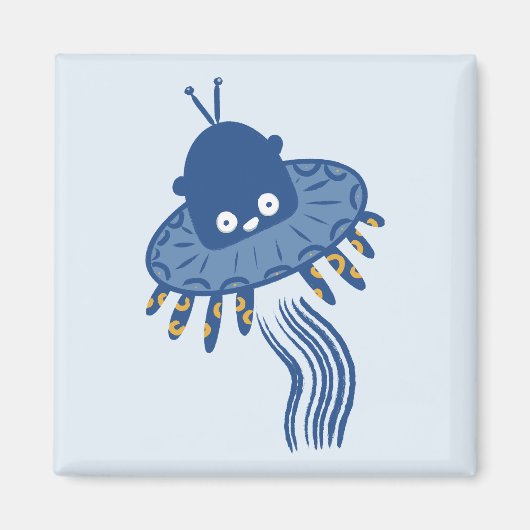 Blauwe Kawaii octopus ufo Magneet (Voorkant)