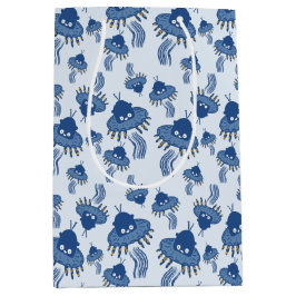 Blauwe Kawaii octopus ufo Medium Cadeauzakje