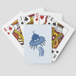 Blauwe Kawaii octopus ufo Pokerkaarten