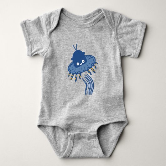 Blauwe Kawaii octopus ufo Romper (Voorkant)