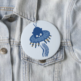 Blauwe Kawaii octopus ufo Ronde Button 4,0 Cm