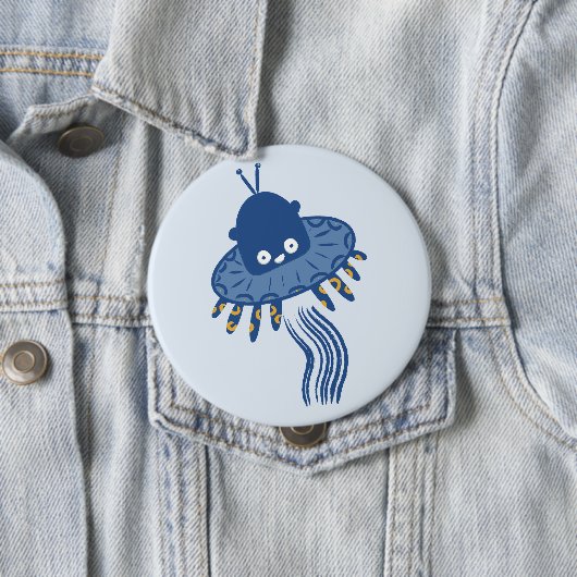 Blauwe Kawaii octopus ufo Ronde Button 4,0 Cm (In situ)